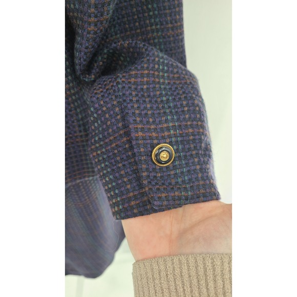 Kasper ASL Tweed Navy Skirt Suit Set 12 Petite Wool Vtg Career Dark Academia - Picture 5 of 12